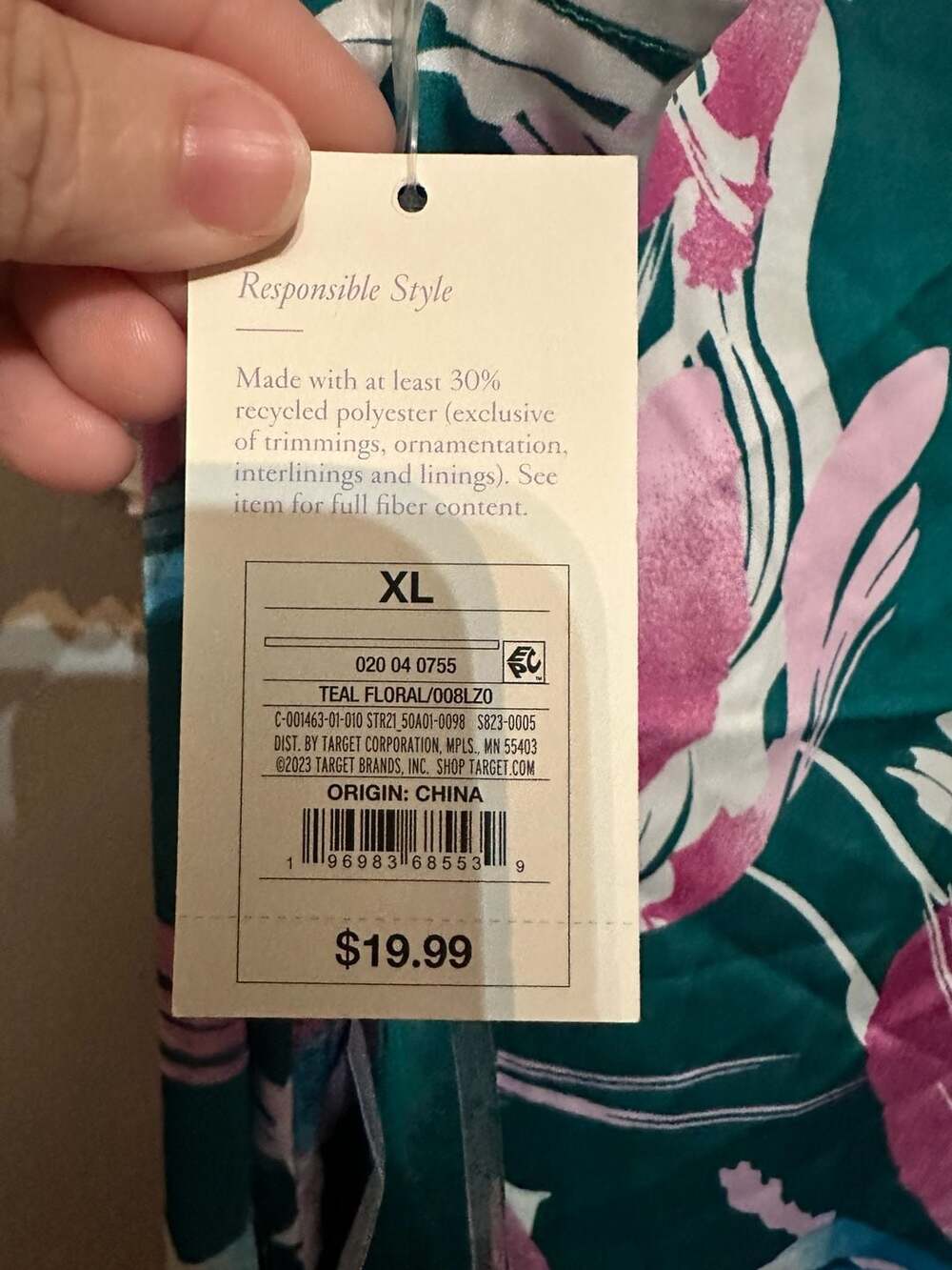 Stars Above Teal Floral V-Neck Slip Dress Nightgown XL - Picture 4 of 6